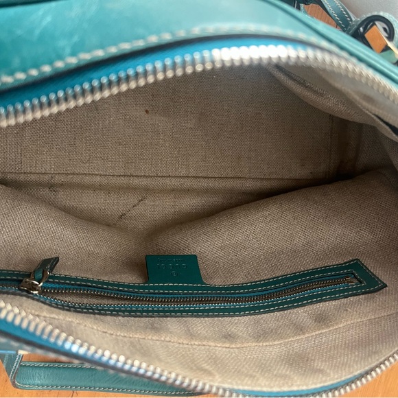 GUCCI Green Leather Satchel With Lock & Key - Picture 13 of 14